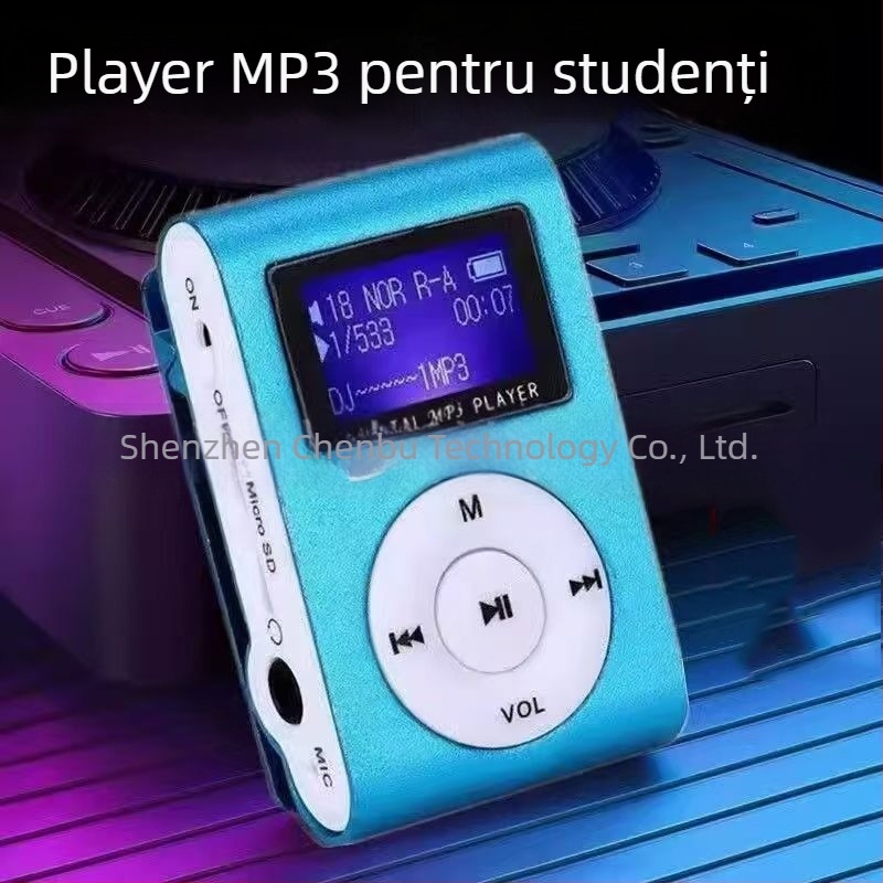Player muzical portabil pentru studenți, cu clips pentru alergare, suport card TF, MP3 cu ecran de 1,1 inch