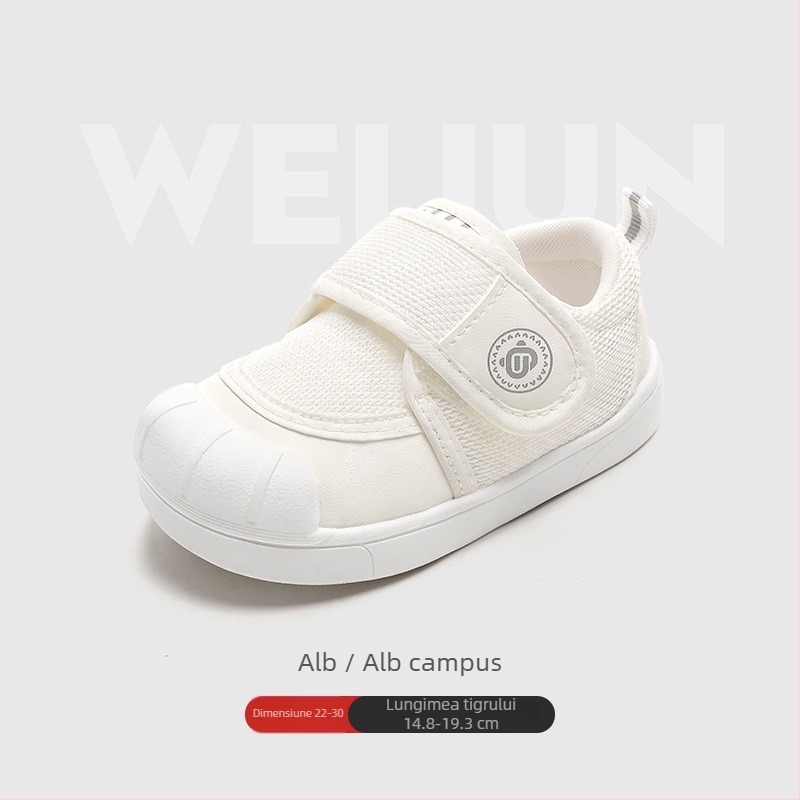 Pantofi de copii din pânză cu Velcro, talpă din cauciuc antiderapant pentru interior, partea superioară din pânză, branț EVA, căptușeală din bumbac, respirabili, broderie casual