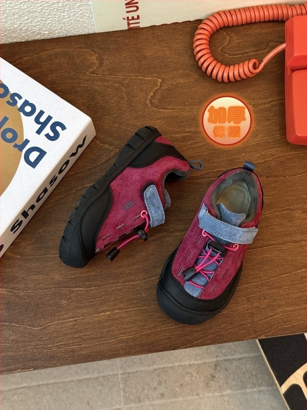 Încălțăminte de drumeție pentru copii cu Velcro - talpă din cauciuc, gleznă joasă, partea superioară din piele sintetică, tălpi ergonomice