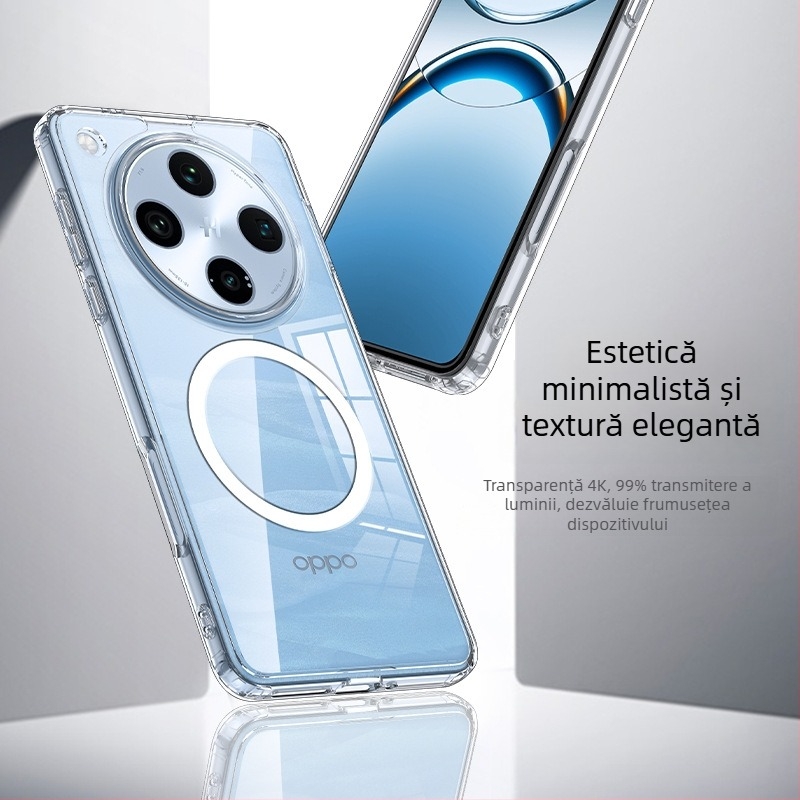 OPPO Find X8 Ultra / X8s+ husă transparentă magnetică mată pentru telefon — Material German Bayern; aderență magnetică; protecție la șoc; disipare căldură; antiamprentare