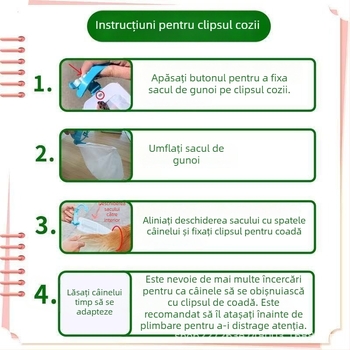 Unealtă de adunare a fecalelor de câine pentru exterior, clips pentru pungă, plastic, gură plată, grosime normală