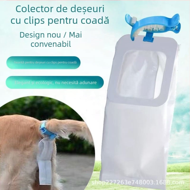 Unealtă de adunare a fecalelor de câine pentru exterior, clips pentru pungă, plastic, gură plată, grosime normală