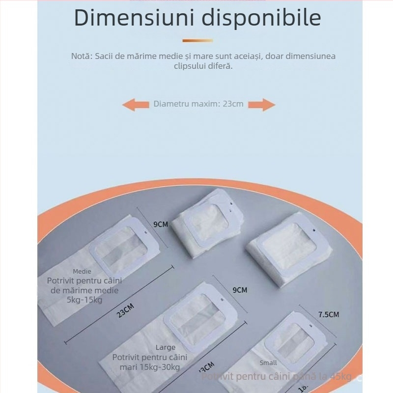 Unealtă de adunare a fecalelor de câine pentru exterior, clips pentru pungă, plastic, gură plată, grosime normală