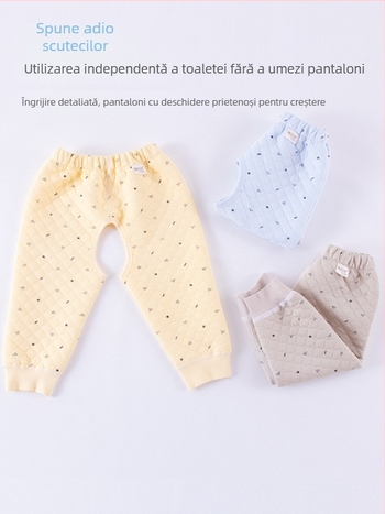 Pantaloni bebeluși din bumbac, cu deschidere la crotch, 100% bumbac, Siguranță Clasa A, Unisex, Toamnă–Iarnă