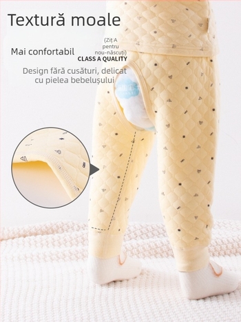 Pantaloni bebeluși din bumbac, cu deschidere la crotch, 100% bumbac, Siguranță Clasa A, Unisex, Toamnă–Iarnă