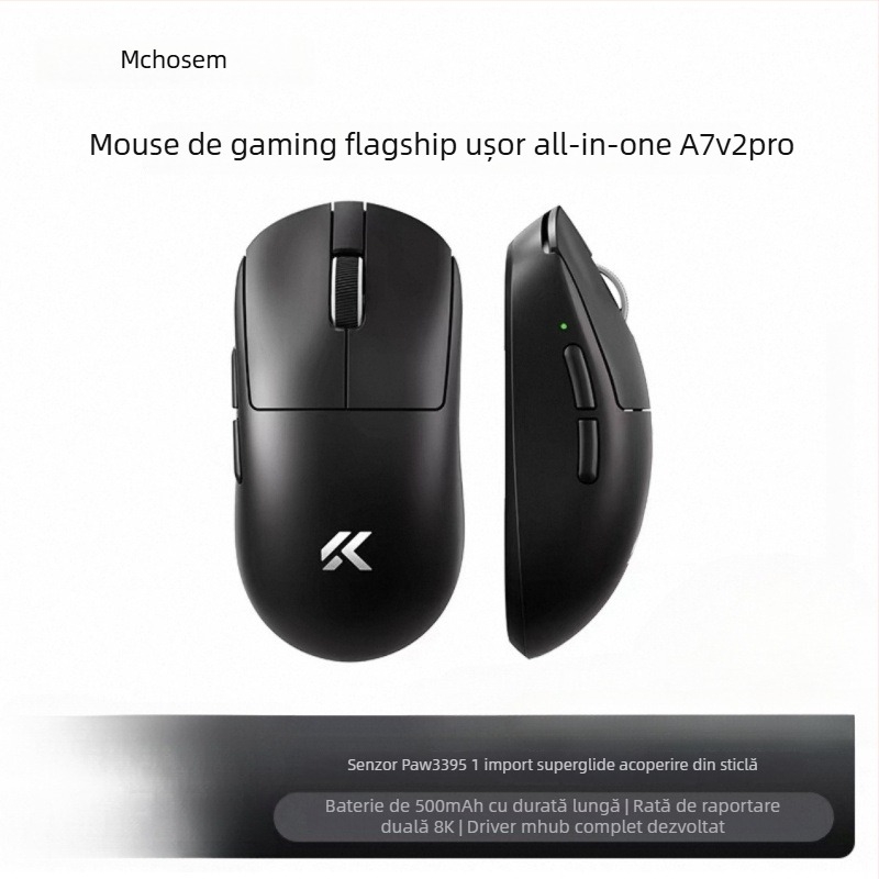 Mouse de gaming wireless cu trei moduri, Bluetooth, model A7, 42000dpi