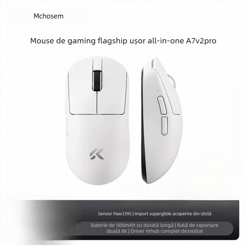 Mouse de gaming wireless cu trei moduri, Bluetooth, model A7, 42000dpi
