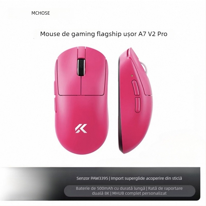 Mouse de gaming wireless cu trei moduri, Bluetooth, model A7, 42000dpi