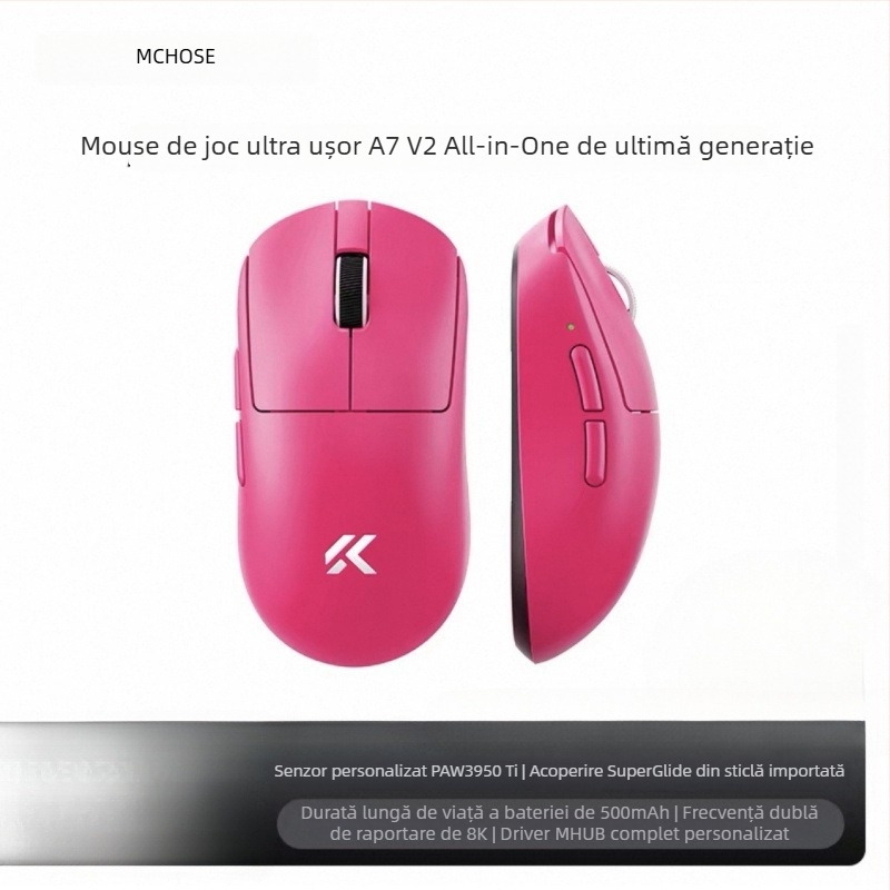 Mouse de gaming wireless cu trei moduri, Bluetooth, model A7, 42000dpi