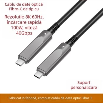 Cablu de date din fibră Type-C, 10Gbps, afișaj 8K60Hz, încărcare rapidă PD 100W, lungime 1–30 m