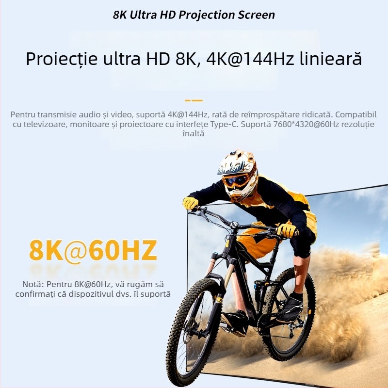 Cablu de date din fibră Type-C, 10Gbps, afișaj 8K60Hz, încărcare rapidă PD 100W, lungime 1–30 m