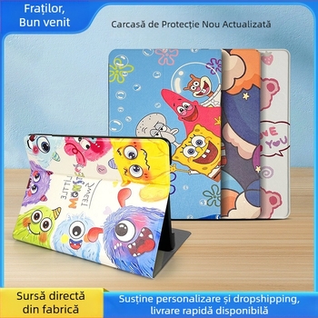 Carcasă de protecție pentru iPad Apple – stil desen animat, capac rabatabil, material PC, antiamprentă, suport magnetic