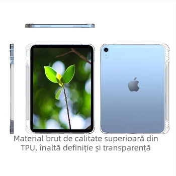 Carcasă transparentă din TPU pentru iPad cu colțuri amortizoare și slot pentru stilou, antișoc, antiamprentă
