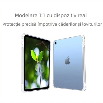 Carcasă transparentă din TPU pentru iPad cu colțuri amortizoare și slot pentru stilou, antișoc, antiamprentă