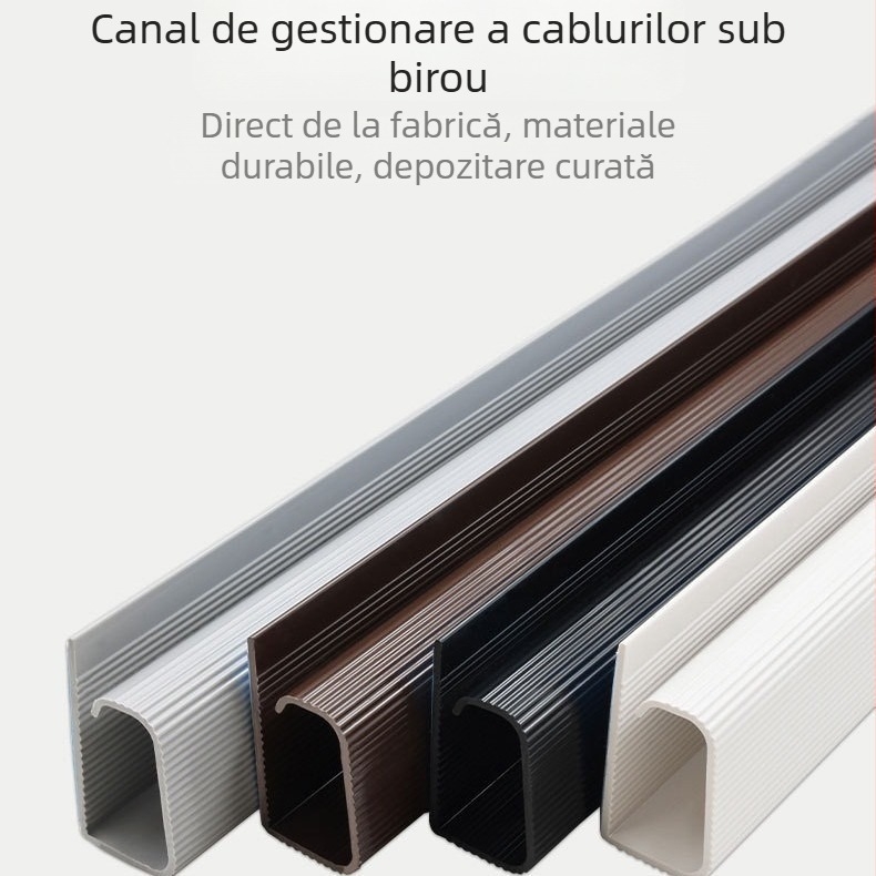 Canal PVC pentru birou — montaj pe suprafață, fără găuri, din plastic (fără găuri; montaj pe suprafață; plastic)