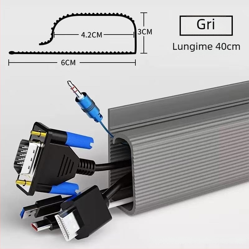 Canal PVC pentru birou — montaj pe suprafață, fără găuri, din plastic (fără găuri; montaj pe suprafață; plastic)