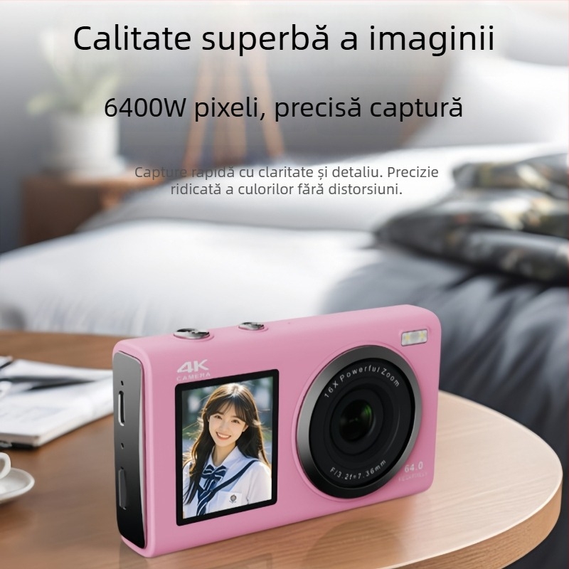 Dv80j Cameră digitală cu card — Senzor CCD 24MP, Zoom optic 16x, Rezoluție max. 4320×3240, Ecran LCD 2.8-inch, 64GB memorie internă