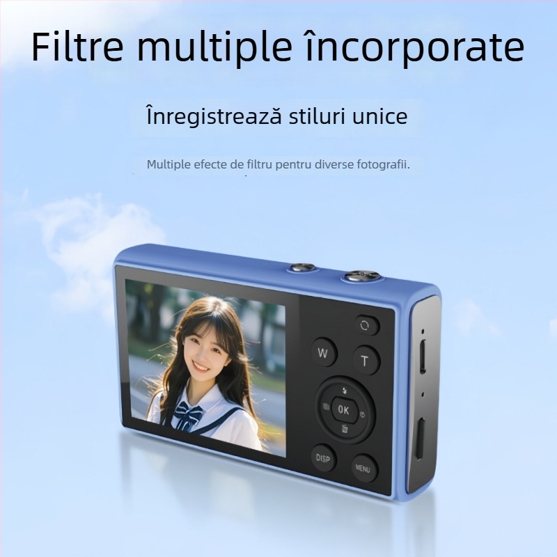 Dv80j Cameră digitală cu card — Senzor CCD 24MP, Zoom optic 16x, Rezoluție max. 4320×3240, Ecran LCD 2.8-inch, 64GB memorie internă