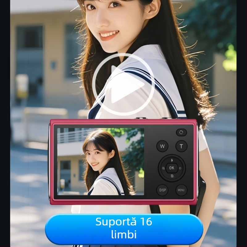 Dv80j Cameră digitală cu card — Senzor CCD 24MP, Zoom optic 16x, Rezoluție max. 4320×3240, Ecran LCD 2.8-inch, 64GB memorie internă