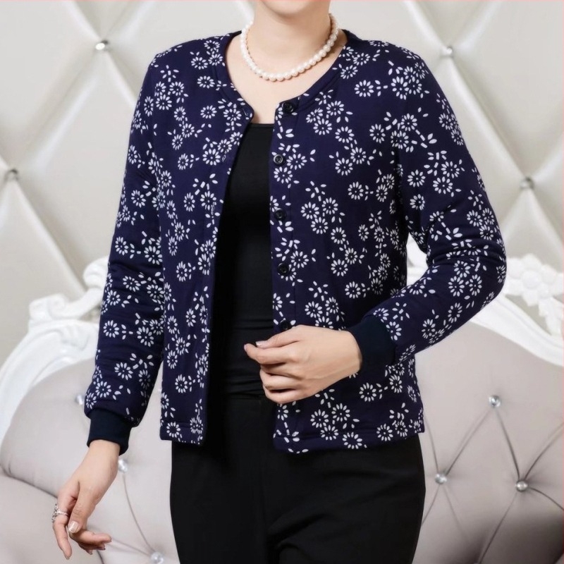 Geacă din bumbac cu umplutură din mătase Mulberry, jachetă cu mâneci lungi și pantaloni cu imprimeu floral; set pantaloni cu căptușeală groasă, pentru femei adulte, guler în formă de U, îmbrăcare interioară caldă, stil național