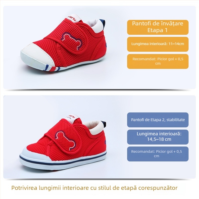 Pantofi Rabbit pentru copii mici — exterior din plasă, închidere Velcro, respirabili, antiderapant, rezistenți la uzură