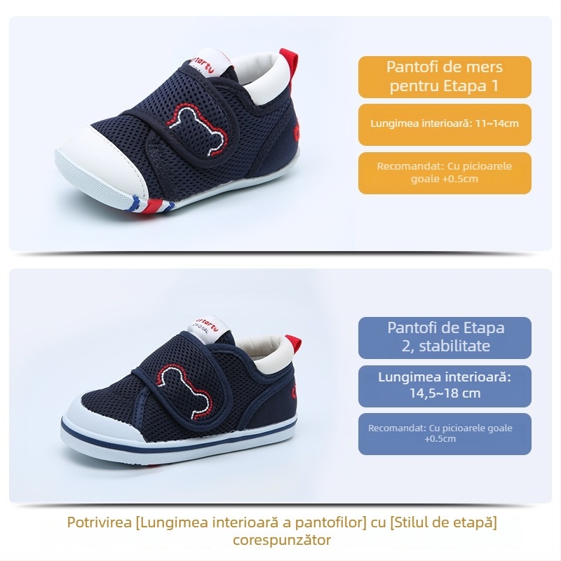 Pantofi Rabbit pentru copii mici — exterior din plasă, închidere Velcro, respirabili, antiderapant, rezistenți la uzură
