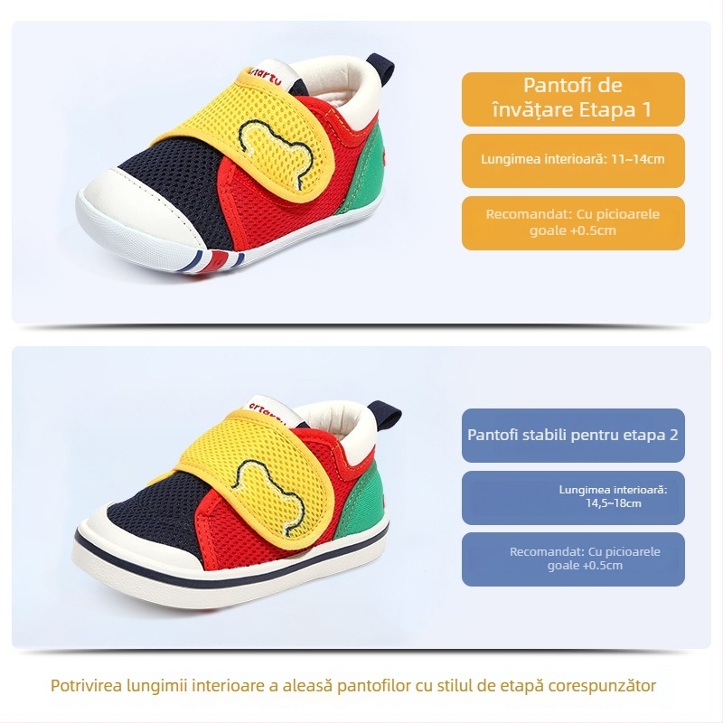 Pantofi Rabbit pentru copii mici — exterior din plasă, închidere Velcro, respirabili, antiderapant, rezistenți la uzură