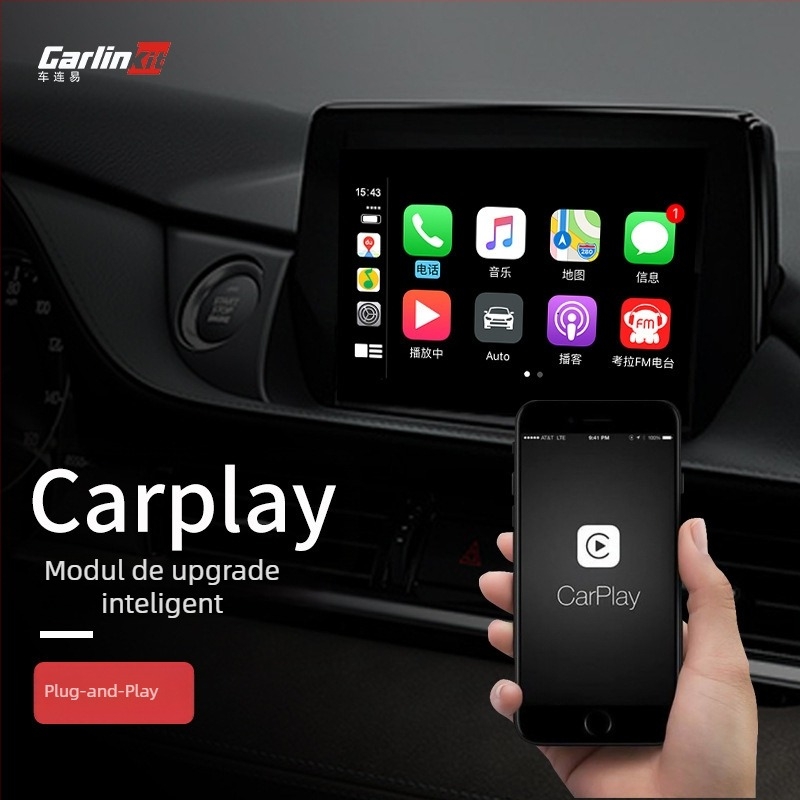Modul infotainment auto cu Android Auto și Apple CarPlay pentru navigație auto (alimentare 5V, putere 0.4W, carcasă ABS, conectivitate USB, compatibil cu ecrane Android modificate)