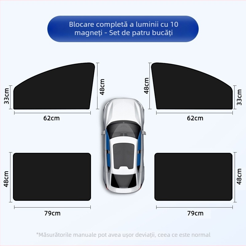 Parasolar auto pentru geam cu atașare magnetică, husă din Oxford pentru protecție solară și izolare termică, parasol lateral universal