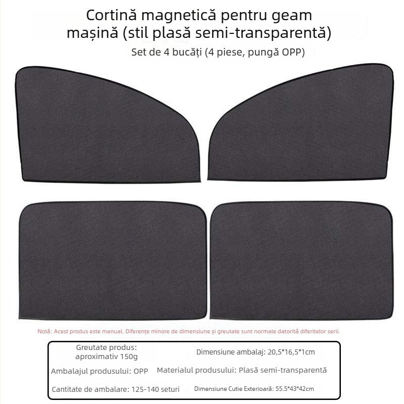 Parasolar auto pentru geam cu atașare magnetică, husă din Oxford pentru protecție solară și izolare termică, parasol lateral universal