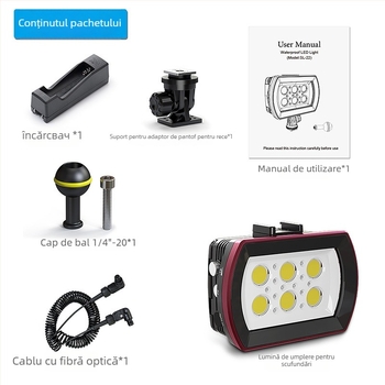 SeaFrogs SL-22 Iluminator subacvatic pentru fotografie – Carcasă din aliaj de aluminiu+PC, baterii Li-ion 4x18650, utilizare amfibie, greutate 480 g