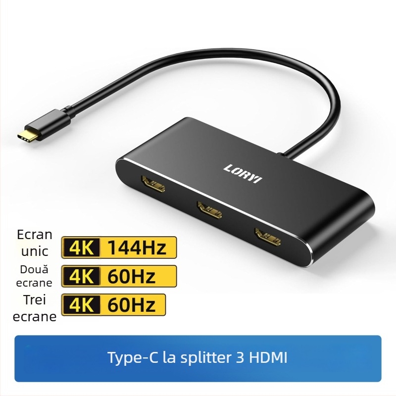 Docking station Type-C către HDMI dual, 1–2 ieșiri HDMI, lățime de bandă 21Gbps, cablu 0,2 m