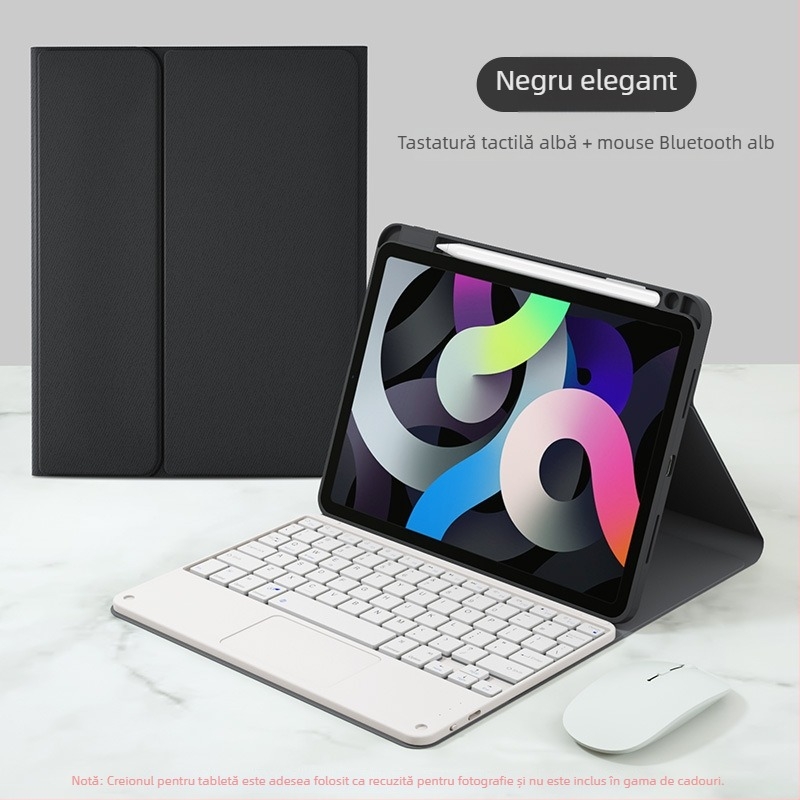Husă cu tastatură Bluetooth și touchpad, slot pentru stilou; Material silicon, finisaj piele, disipare căldură, rezistență la uzură, protecție la cădere