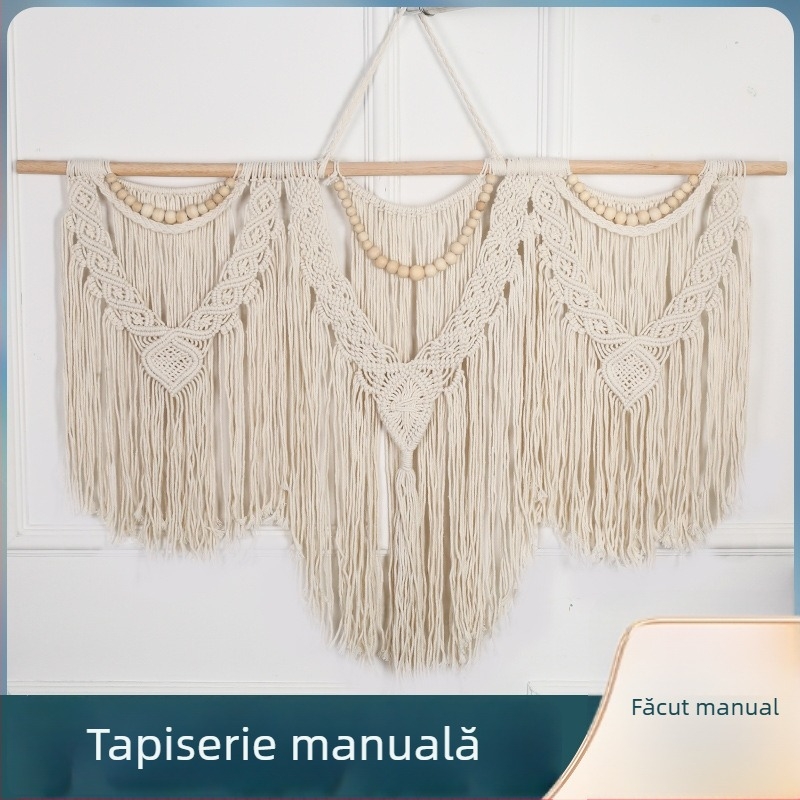Tapiserie din bumbac, țesută manual, dreptunghiulară, stil boho european