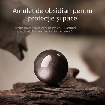 Brățară din obsidian cu strat dublu, argint 999, motto cu șase caractere, design unisex