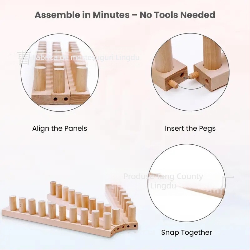 Instrument din lemn pentru tricotat DIY – bețișor scurt cu cap simplu pentru lână, pentru prosoape și goblenuri, stil minimalist, de agățat