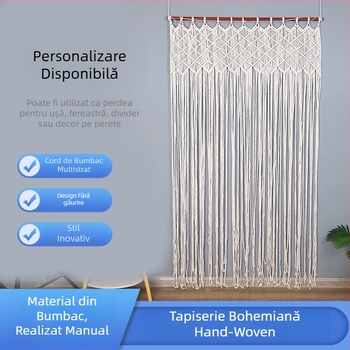 Tapiserie pentru ușă țesută manual, model cu dungi, stil Nordic, bumbac și poliester