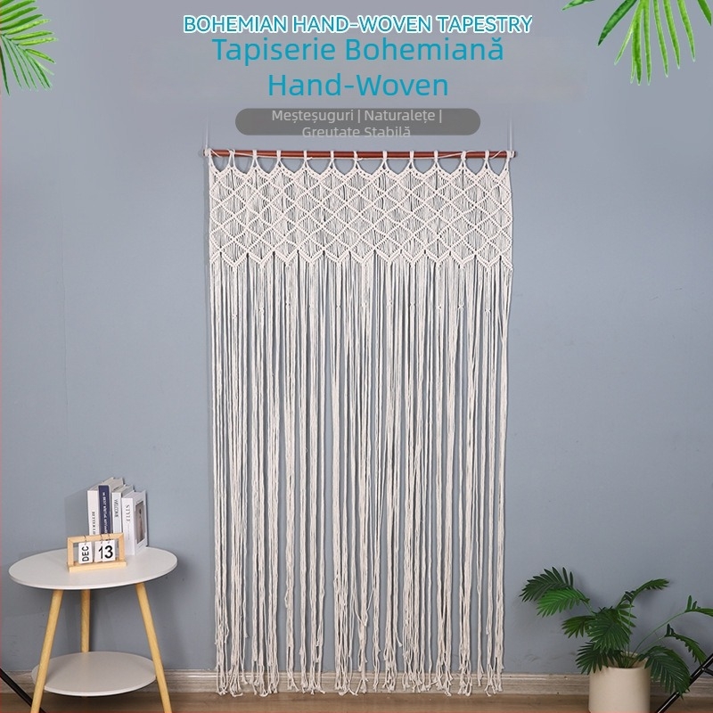 Tapiserie pentru ușă țesută manual, model cu dungi, stil Nordic, bumbac și poliester