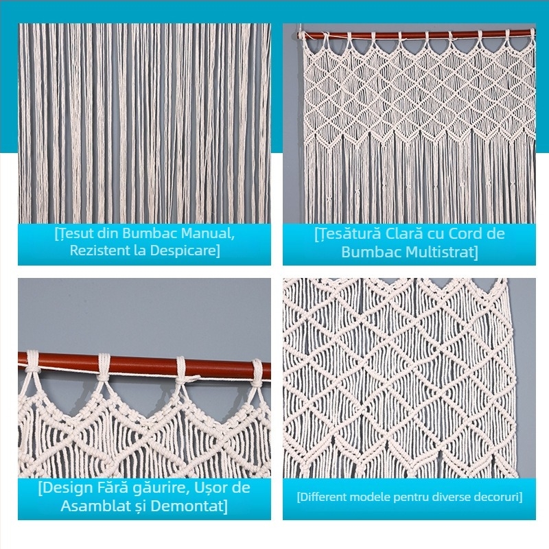 Tapiserie pentru ușă țesută manual, model cu dungi, stil Nordic, bumbac și poliester