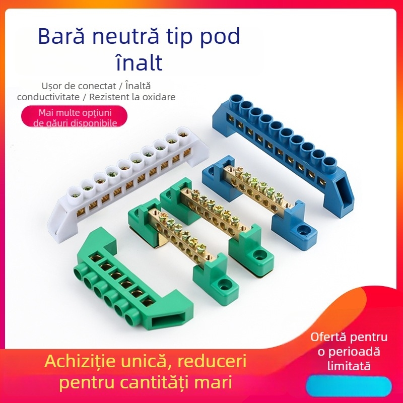 Gao Qiao tip bară de cupru, într-un singur rând, 7 găuri la terminal, cutie de distribuție cu carcasă, bară de cabluri cu 5 găuri