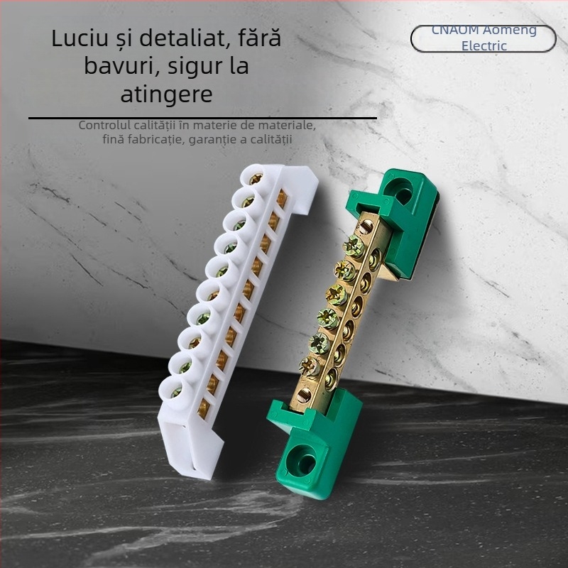 Gao Qiao tip bară de cupru, într-un singur rând, 7 găuri la terminal, cutie de distribuție cu carcasă, bară de cabluri cu 5 găuri