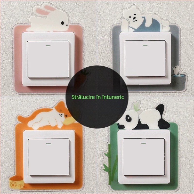 Autocolant pentru întrerupător luminescent, PVC, stil modern simplu, potrivit pentru living, dormitor și hol