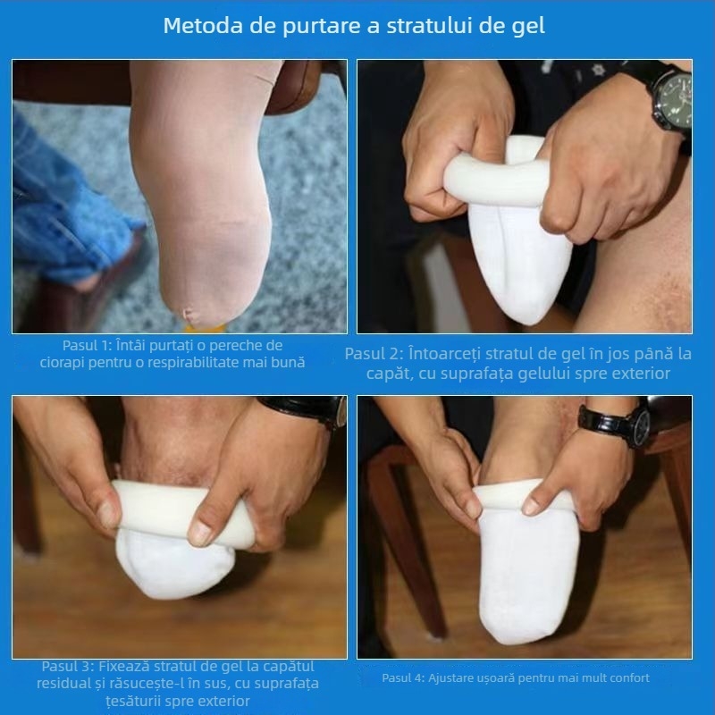 Manșetă din silicon pentru proteză, Know well, construcție gel + țesătură, model Prosthetic socks, stil universal
