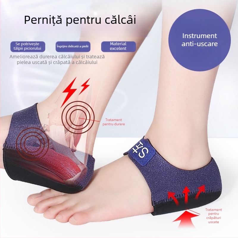 Manșon din silicon pentru călcâi cu Velcro, gel protector anti-crăpături