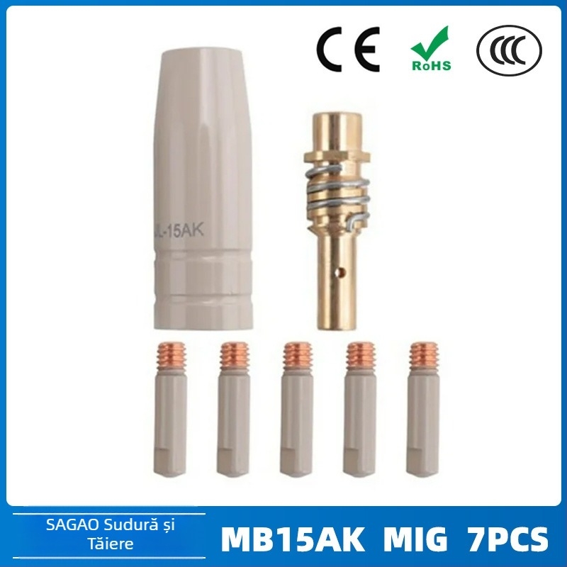 Sagao 15AK duză protejată acoperită și set protecție pentru Mb15AK sudură MIG/MAG cu protecție gaz, 7 bucăți