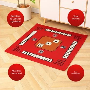 Covoraș Mahjong pentru masă, antiderapant pătrat, poliester, stil modern minimalist