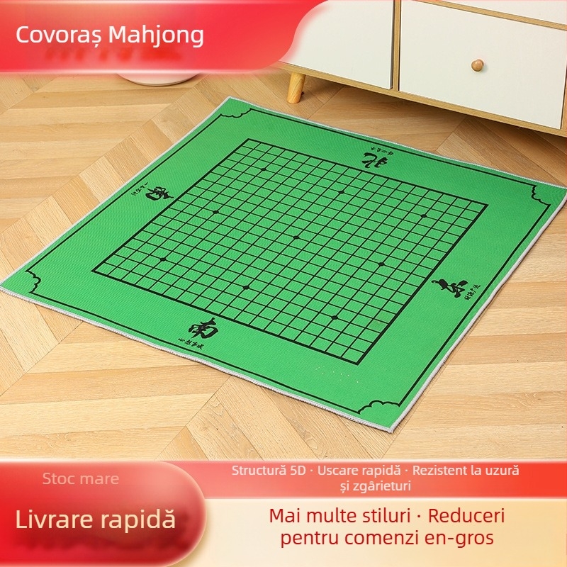 Covoraș Mahjong pentru masă, antiderapant pătrat, poliester, stil modern minimalist