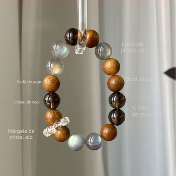 Brățară geometrică din cristale naturale, mărgele de cristal, lucrată manual, Liangxu Jewelry, unisex, stil retro literar