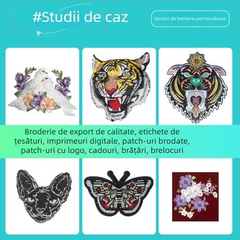Patch broderie personalizată, formă de animal, pentru haine, poliester, cu hârtie de susținere