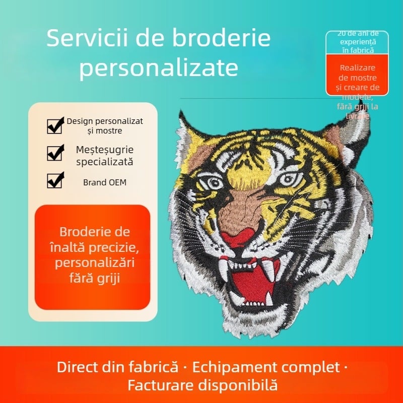 Patch broderie personalizată, formă de animal, pentru haine, poliester, cu hârtie de susținere